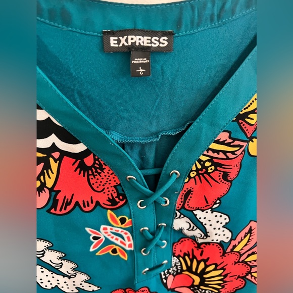 Floral Boho Lace-Up Tank Top spring summer - Picture 6 of 7